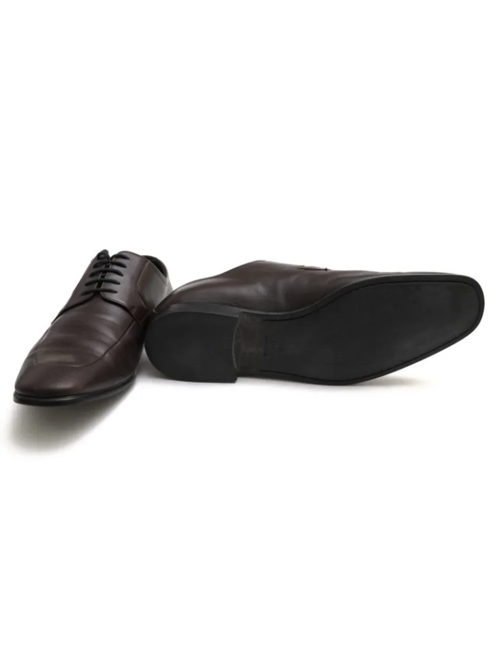 Gucci Shoes Business Leather Dark Brown Log Chip